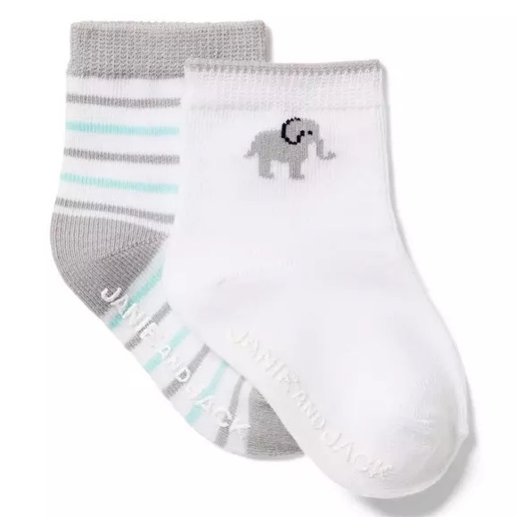 Janie and Jack Other - New - Janie and Jack Stripe And Elephant Sock 2-Pack